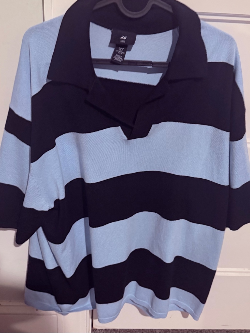 Men's Navy and light blue Striped Polo Shirt